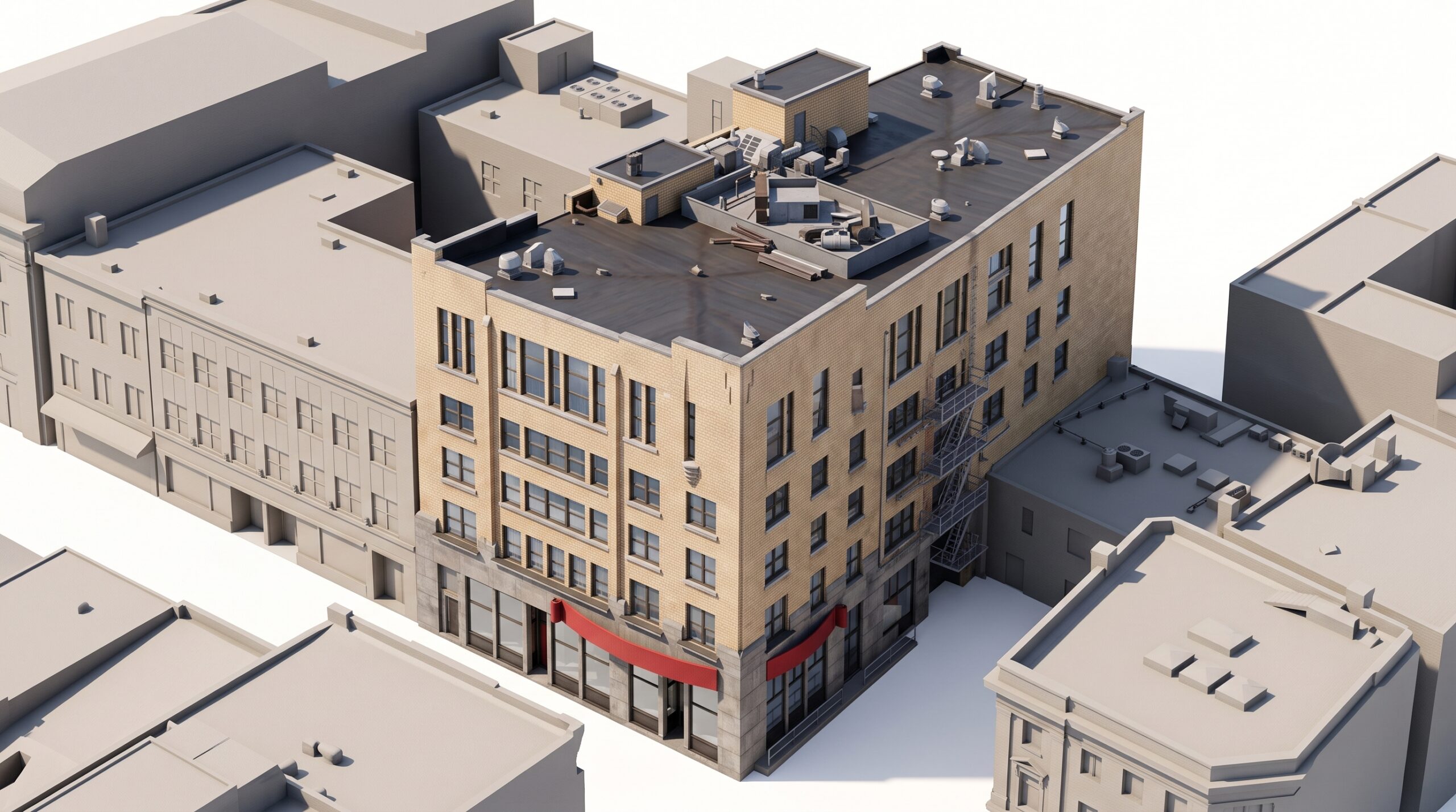 Reproduction de l'immeuble le Chênevert dans le quartier Saint-Roch à Québec.